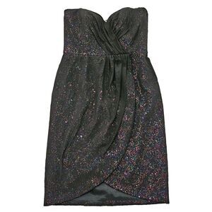 NWOT Vicky Tiel‎ All Over Rainbow Sequin Chiffon Overlay Sweetheart Dress Sz 4